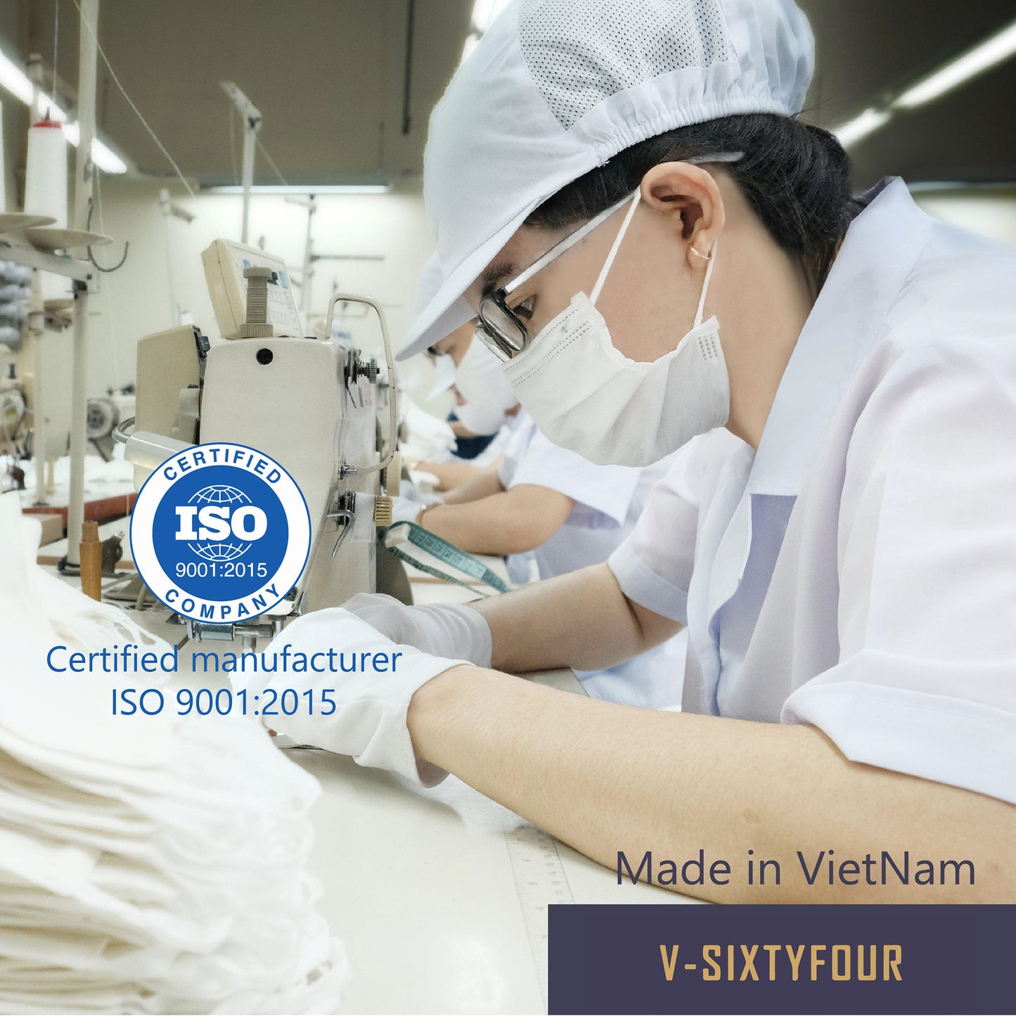 Cloth face mask, elastic ear loops with adjustable buckles, reusable, non-medical. Breathable & comfortable. Made in Vietnam