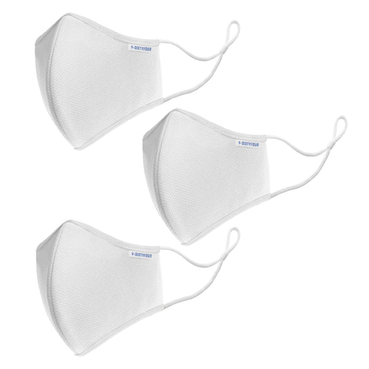 [Pack of 3] 3-Layer cloth face mask. Adjustable buckle earloops. Washable. Reusable. Breathable & comfortable. Made in Vietnam. WHI