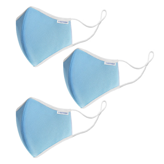 [Pack of 3] 3-Layer cloth face mask. Adjustable buckle earloops. Washable. Reusable. Breathable & comfortable. Made in Vietnam. BLU